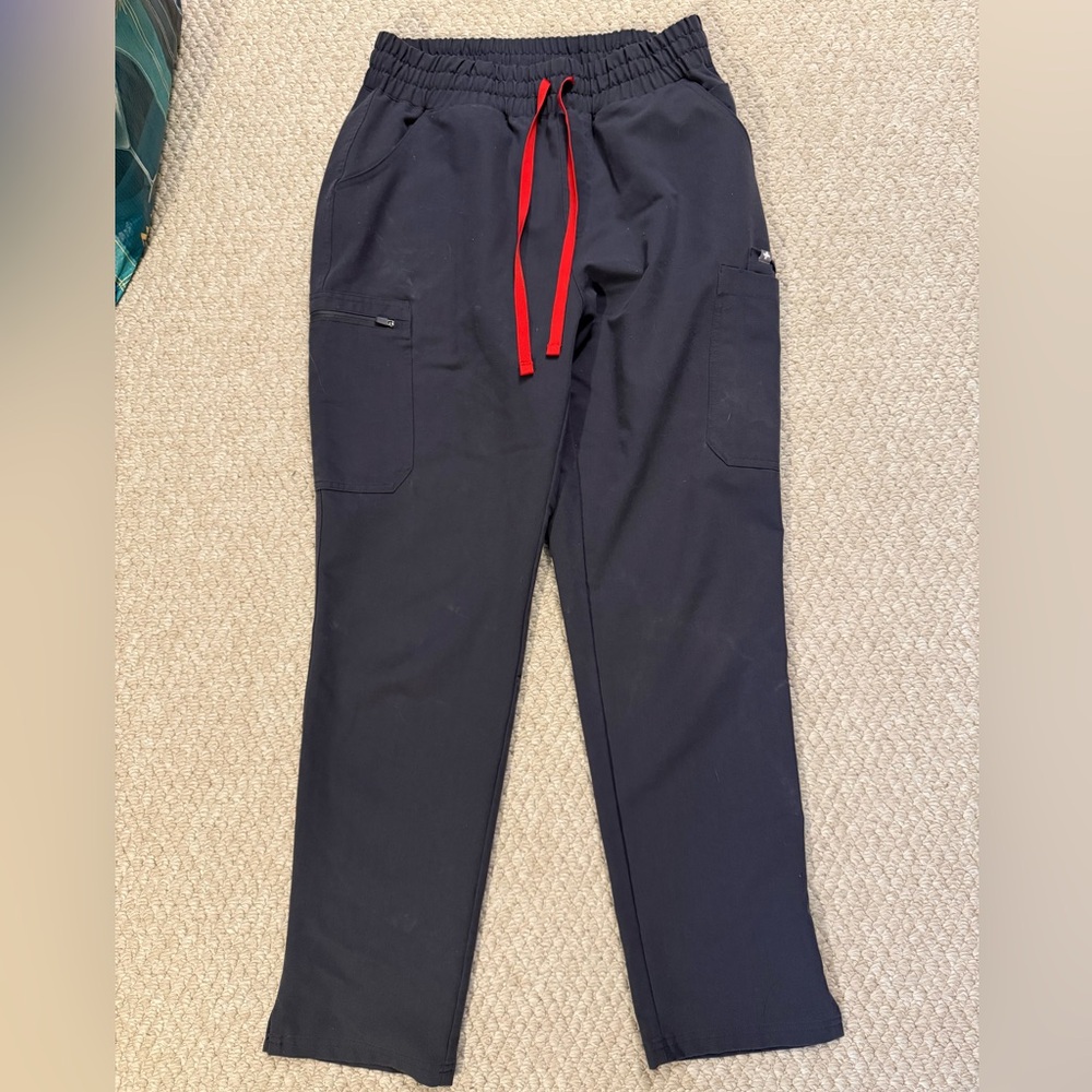 Figs Women's Black Joggers with Red Drawstring